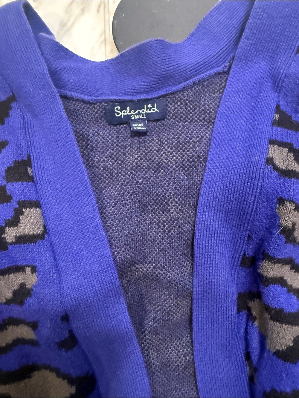 Splendid Purple and Black Leopard Print Cardigan
